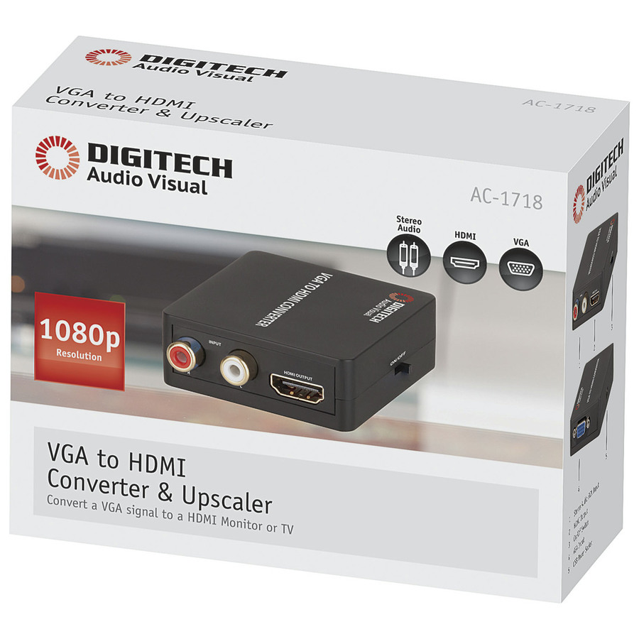 VGA to HDMI Converter & Upscaler with Stereo Audio