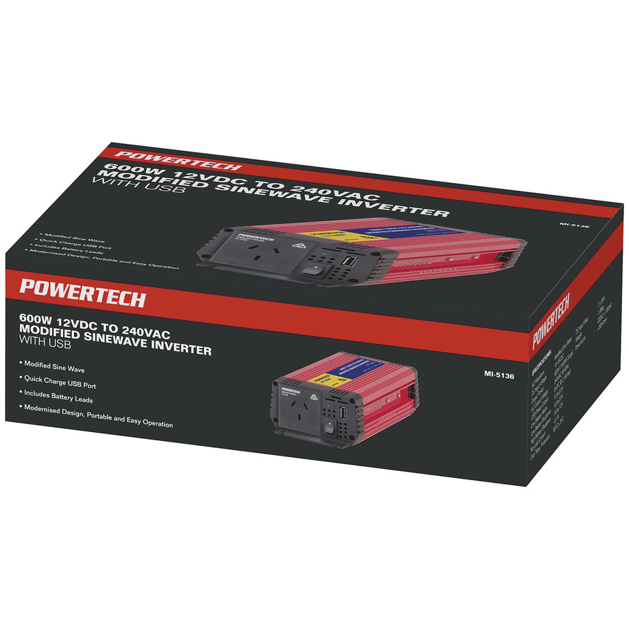 600W (1500W) 12VDC to 240VAC Modified Sinewave Inverter with USB