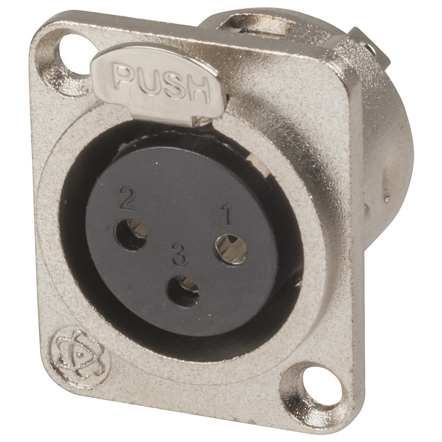 3 Pin Small Size Chassis Female Cannon Type Connector 