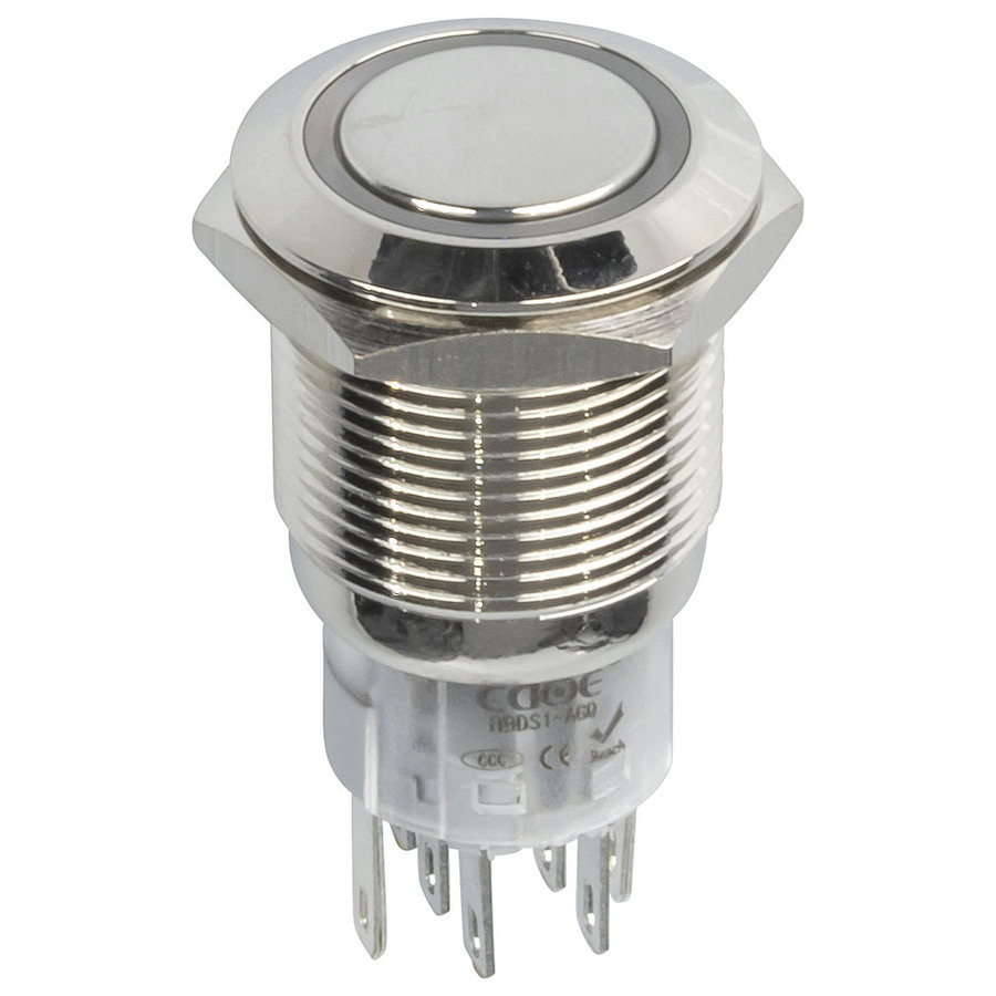 Red 19mm IP67 Metal Pushbutton Momentary Switch with Illumated Ring