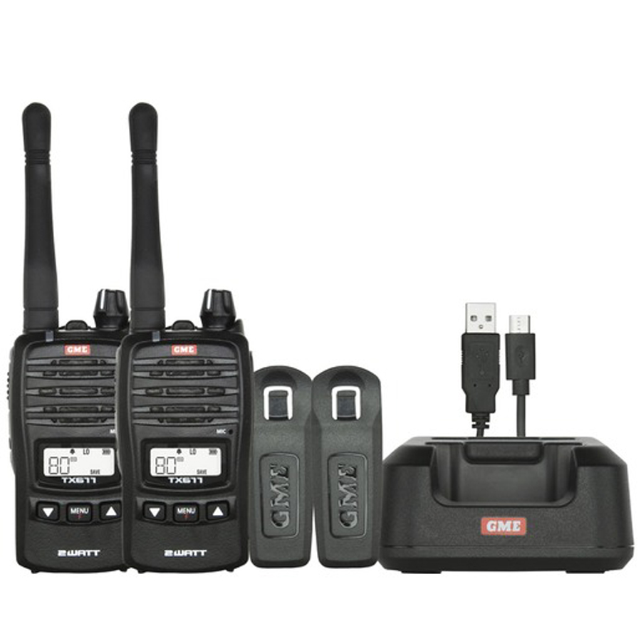 GME 2W UHF Transceiver TX677TP Twin Pack 