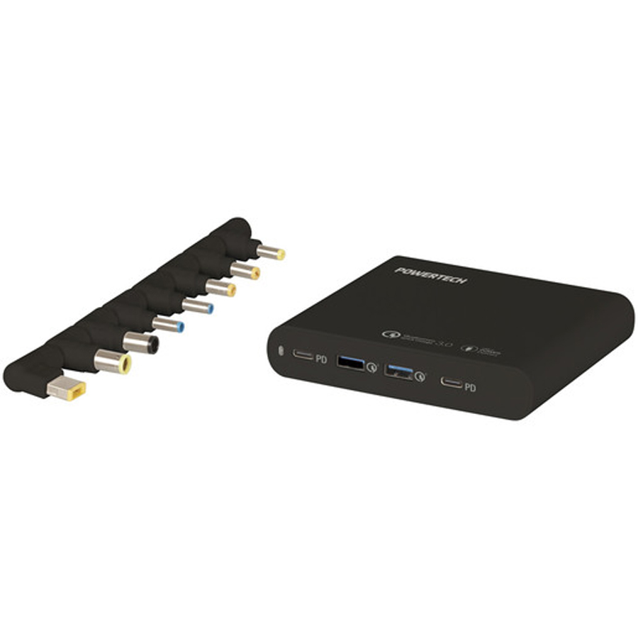 5-20V 87W Laptop Power Supply with 2 x USB-C (PD3.0) and 2 x USB-A (QC3.0) 