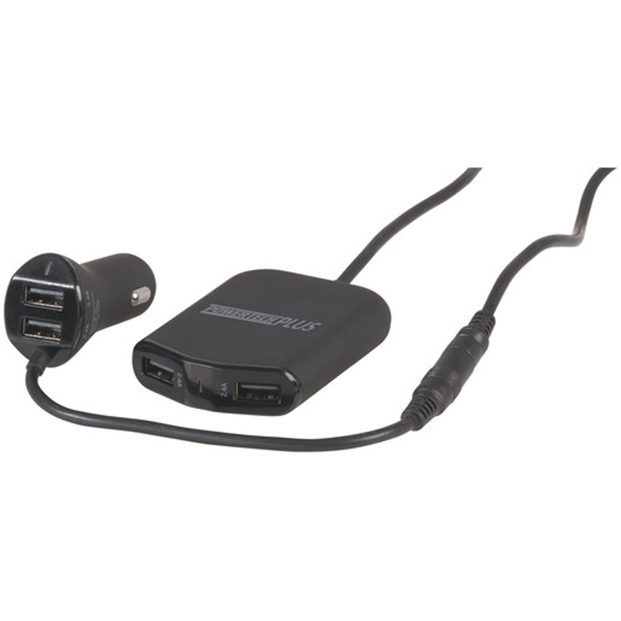 9.6A 4-Port USB Charger with Headrest Mount 