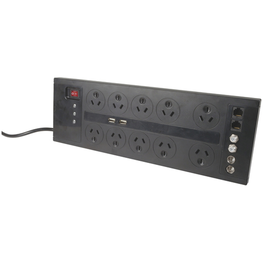 10 Way Home Theatre Surge Protected Powerboard 