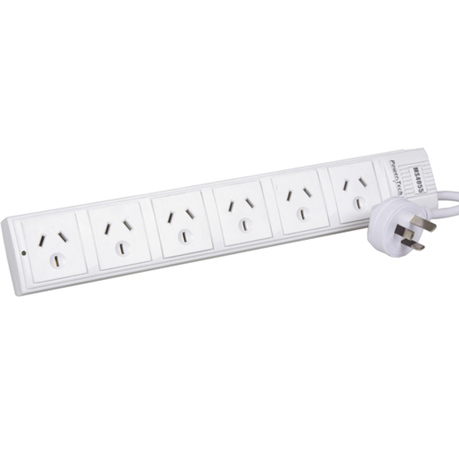 6 Way Powerboard with Surge and Overload Protection 