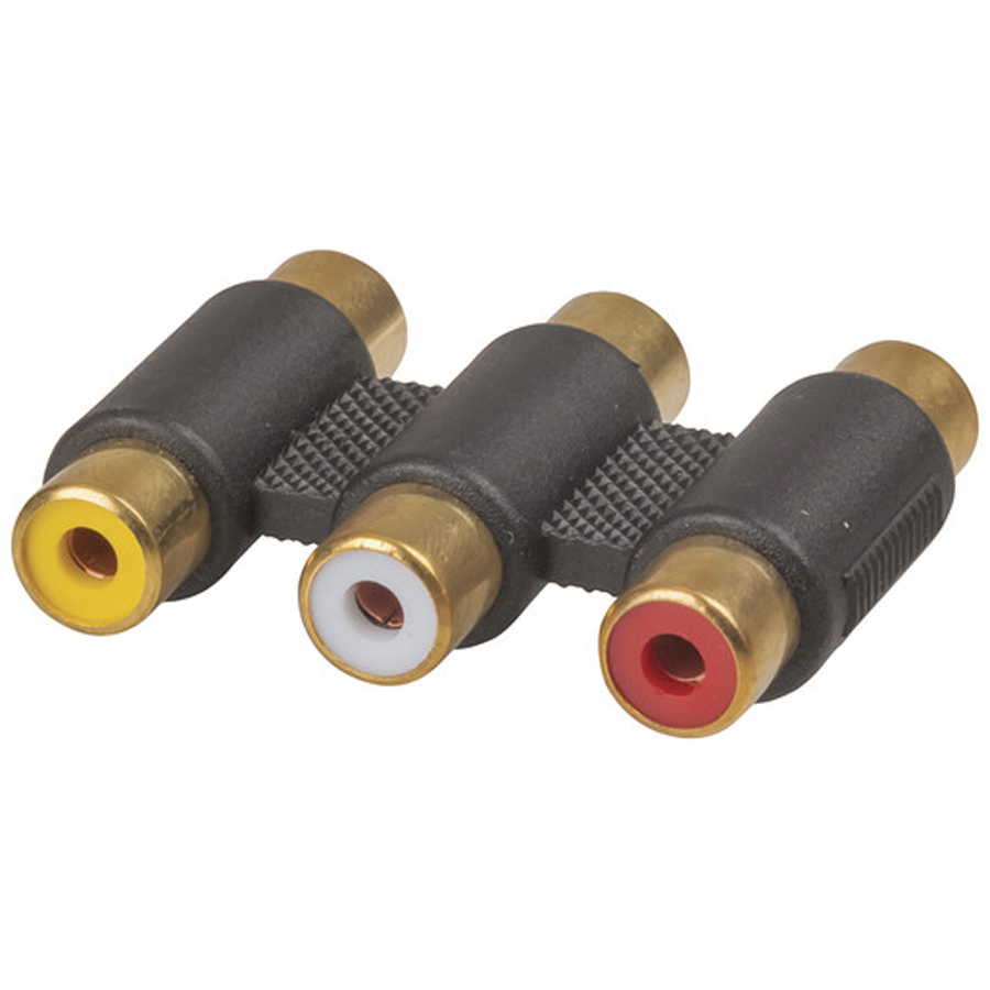 Gold 3 X RCA Socket to 3 X RCA Socket 
