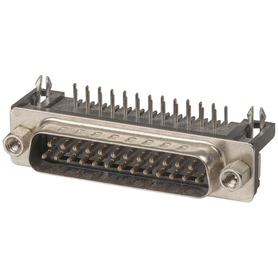 Right Angled D25 Plug with PCB Mount 