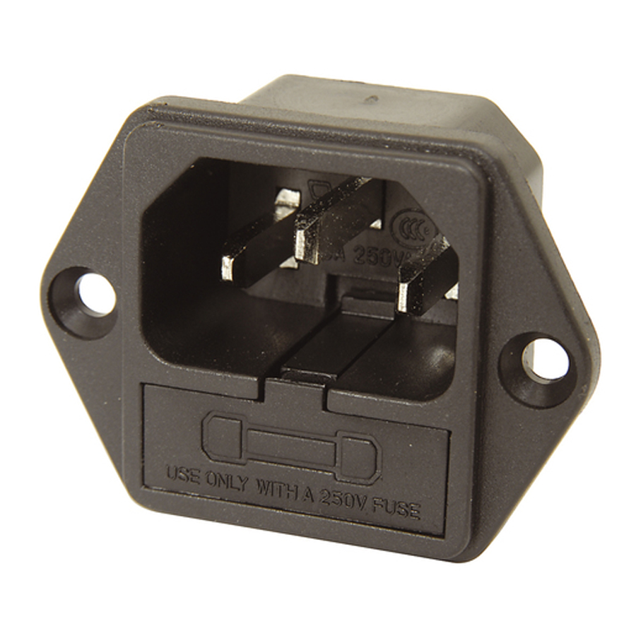 IEC Male Chassis Power Plug with Fuseholder 