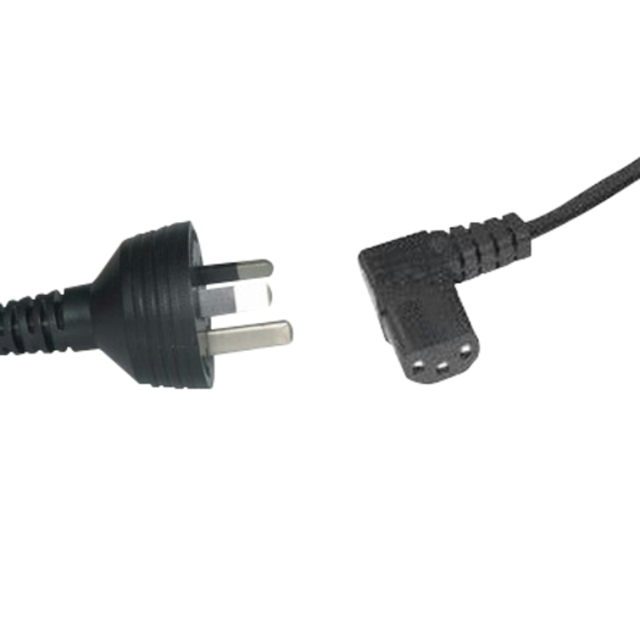 3pin Mains Plug to IEC C13 Right Angle Female - 1.8m 