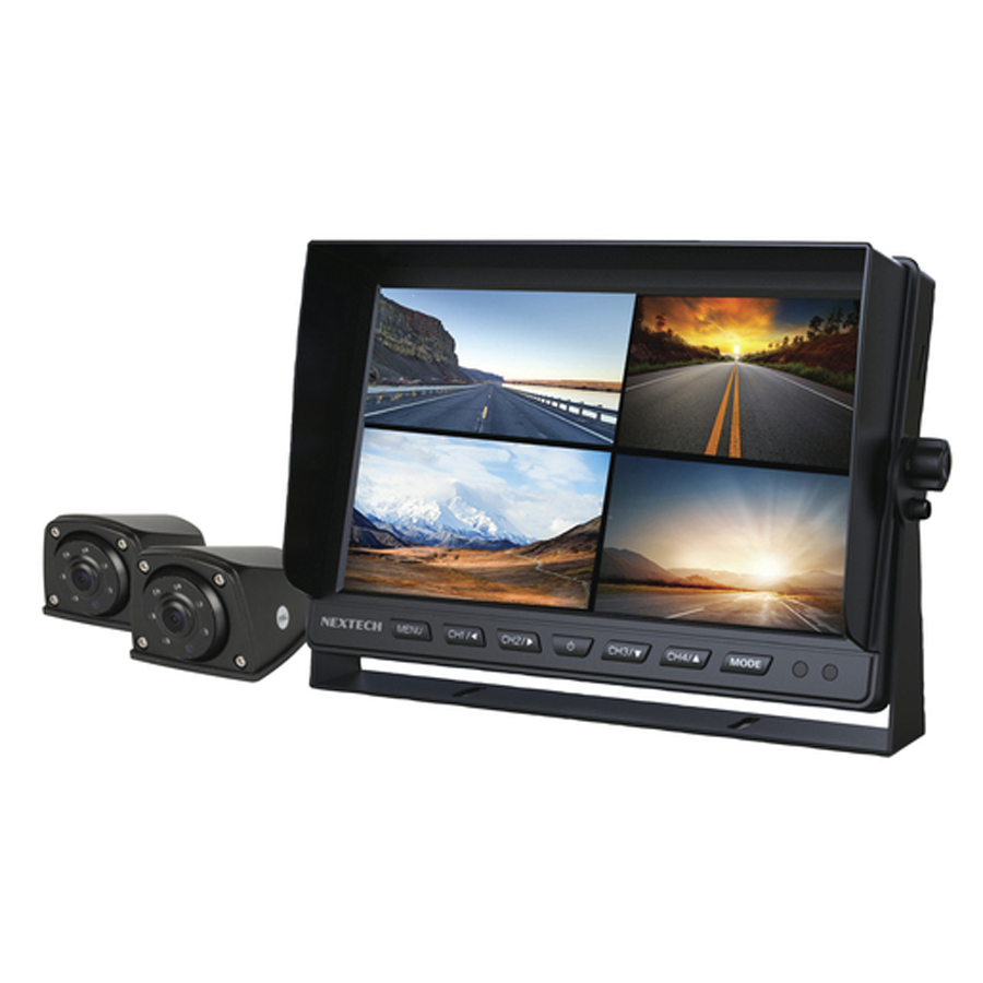 7 Inch 1080p LCD Monitor Kit with Built-In 4CH AHD Vehicle DVR + 2 x Wedge Style Vehicle Cameras 