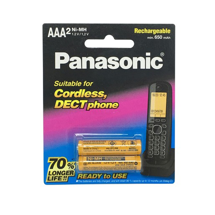 Panasonic Cordless Phone battery Ni-MH 1.2V 650mAH - AAA 2 Pack 