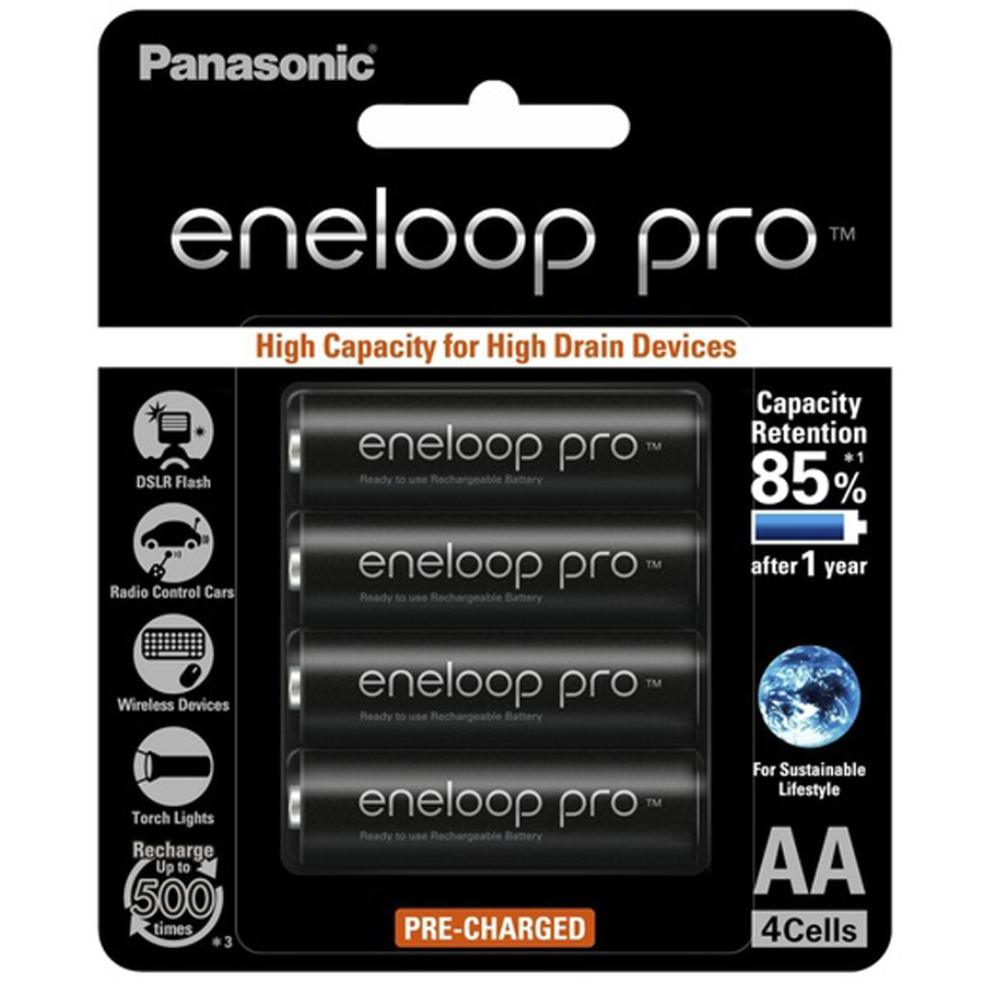 Panasonic Eneloop Pro NiMH AA Batteries 2450mAH 4 Pack 