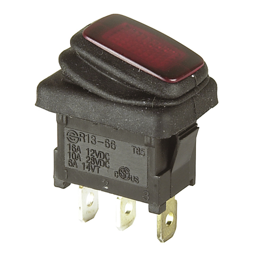 IP65 Rated Mini Illuminated Rocker Switch SPST 16A 12VDC 