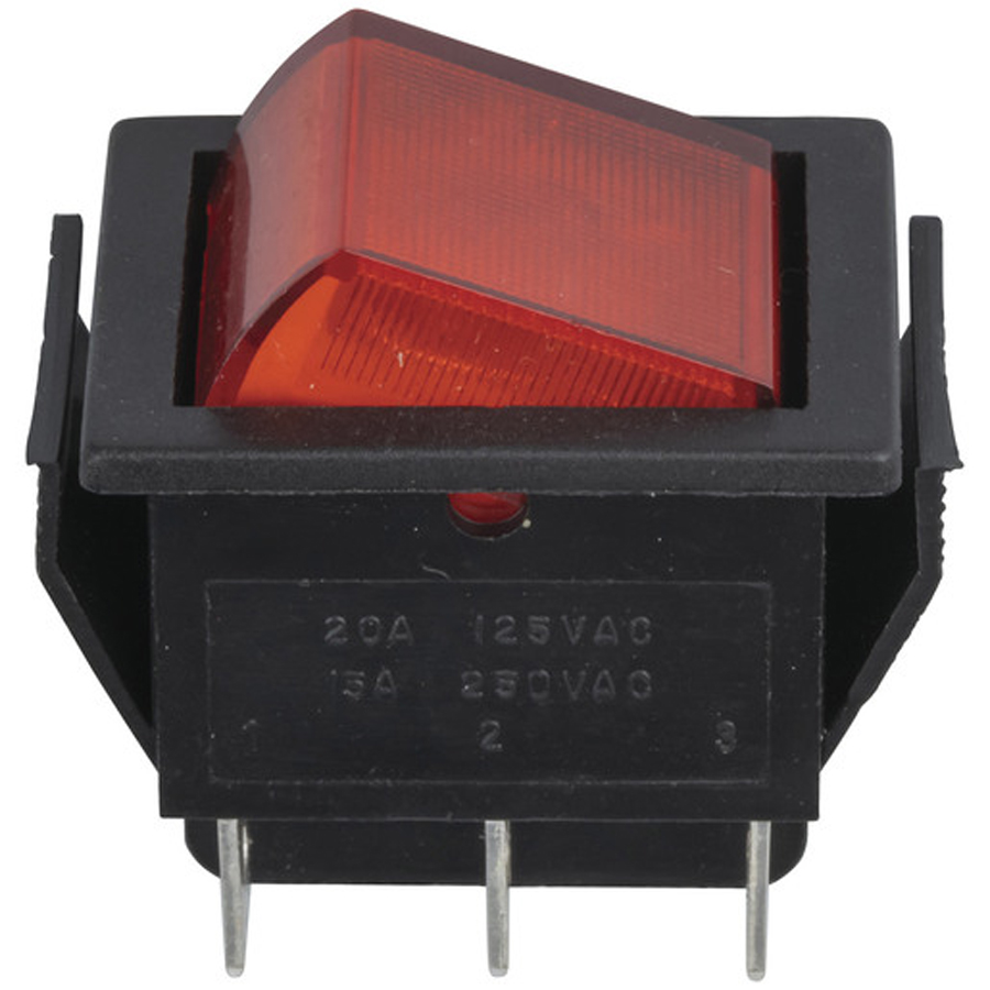 DPDT Illuminated Rocker - Large Red 