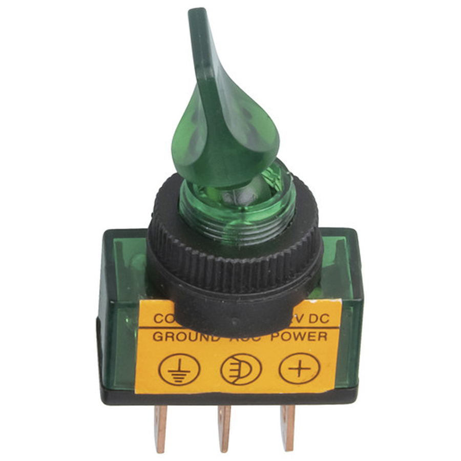 12V Illuminated Toggle GREEN 