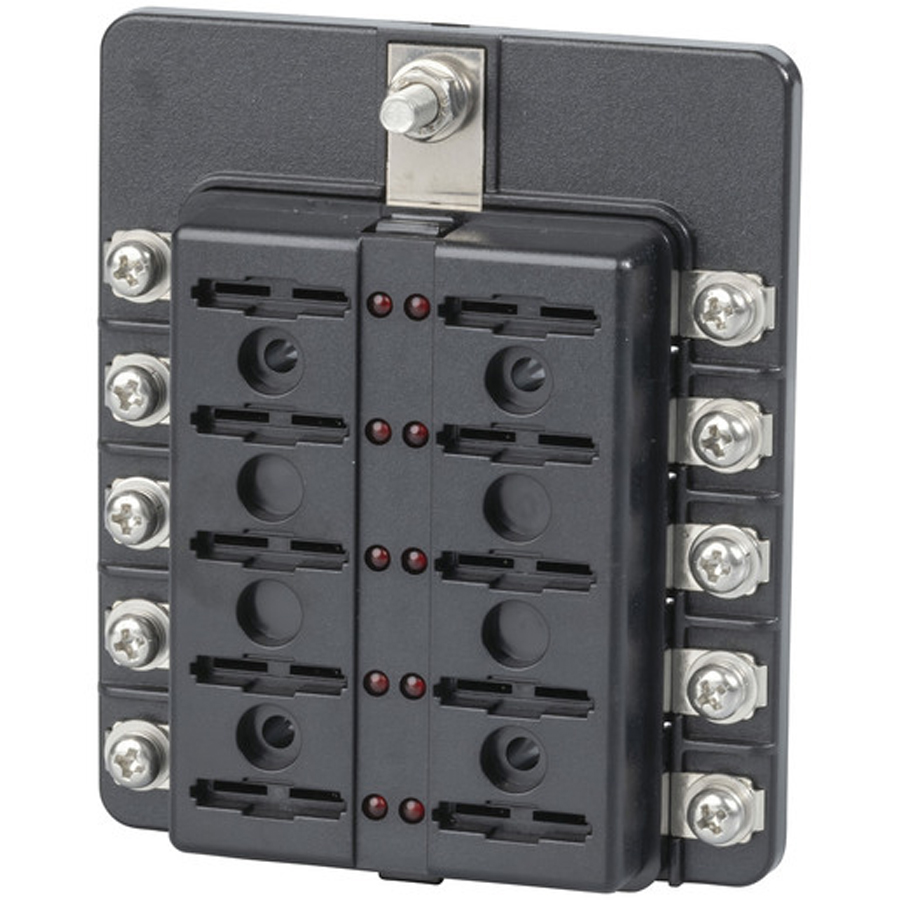 10 Way Blade Fuse Block - Screw Terminal Connection 