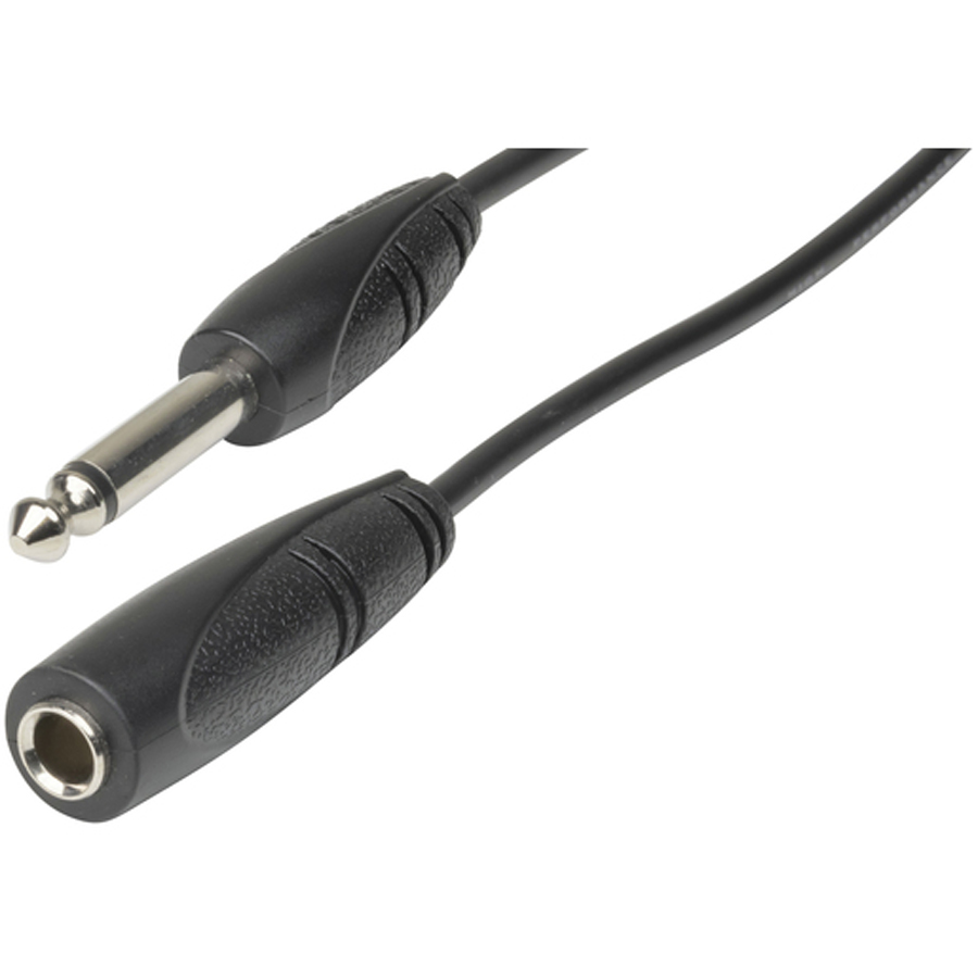 6.5mm Mono Plug to 6.5mm Mono Socket Audio Cable - 5m 