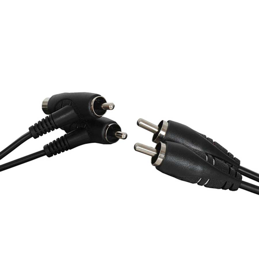 2 x RCA Plugs with Piggyback Sockets to 2 x RCA Plugs - 3m 