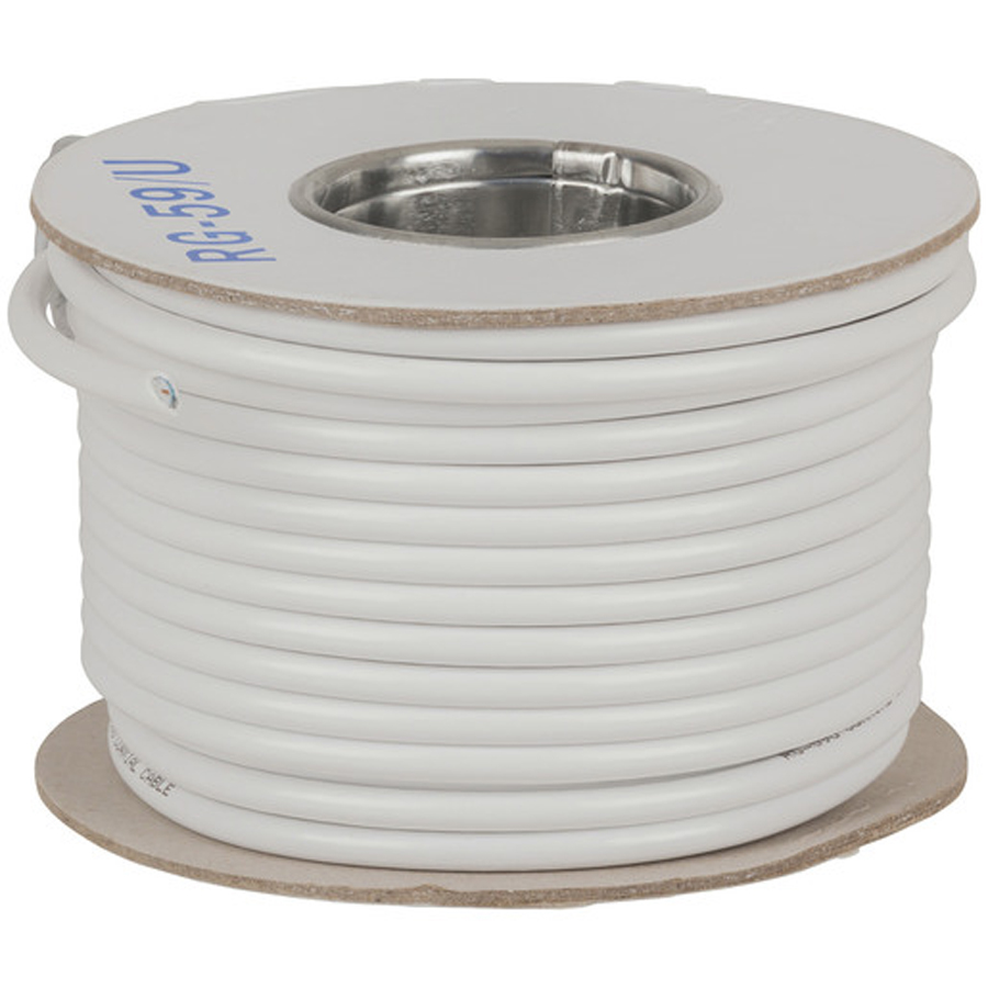 75 Ohm RG59 Coax Cable - White 30m Roll 
