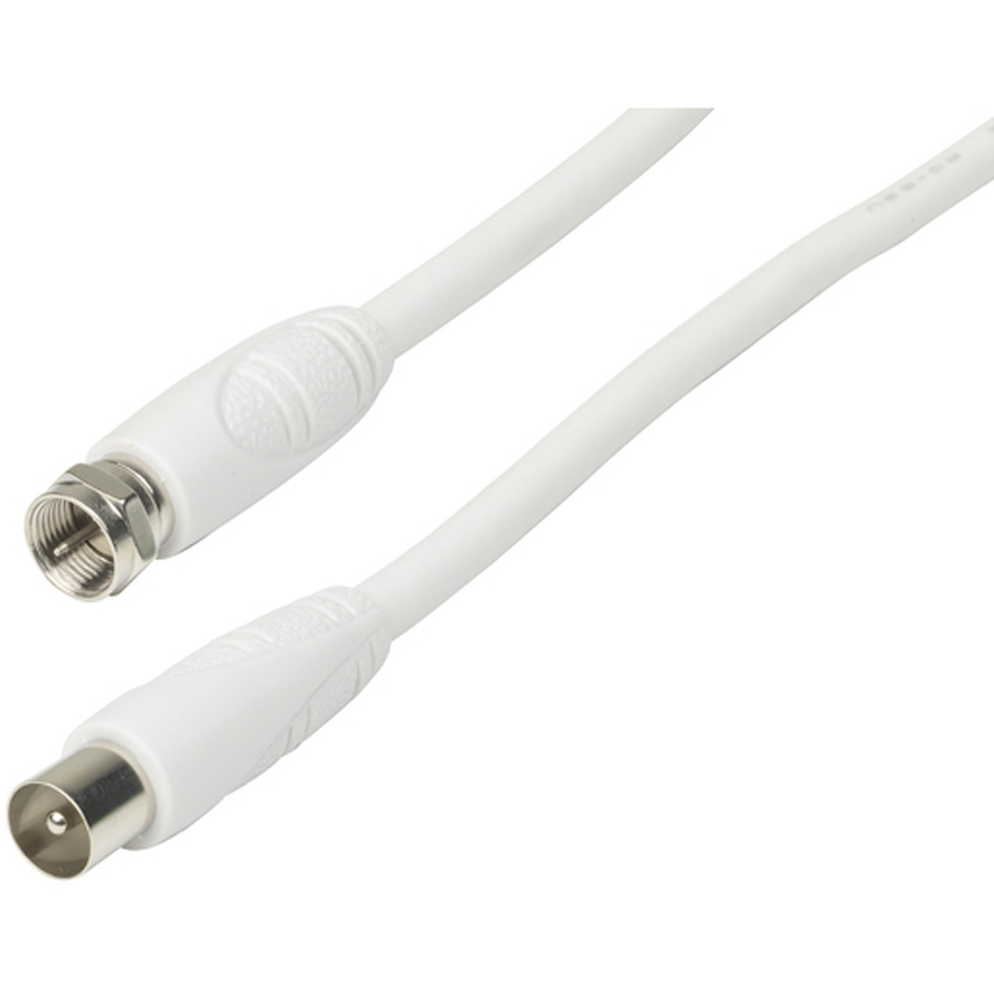 F Plug to TV Coaxial Plug Cable White - 1.5m 