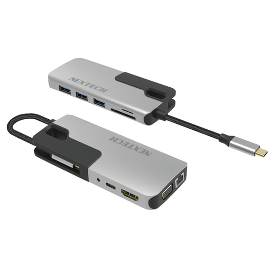 10 in 1 Multifunction USB Type-C Hub with HDMI+VGA, Network, USB Ports and USB Type-C with Power Del