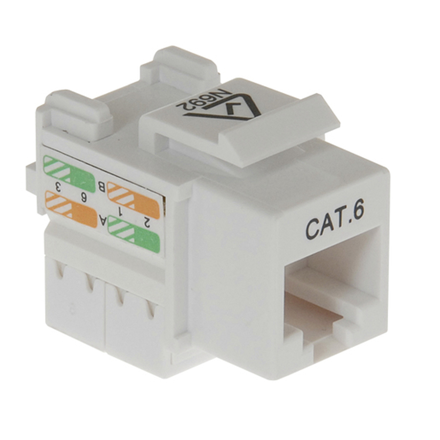 RJ45 Cat 6 Keystone Socket - White 