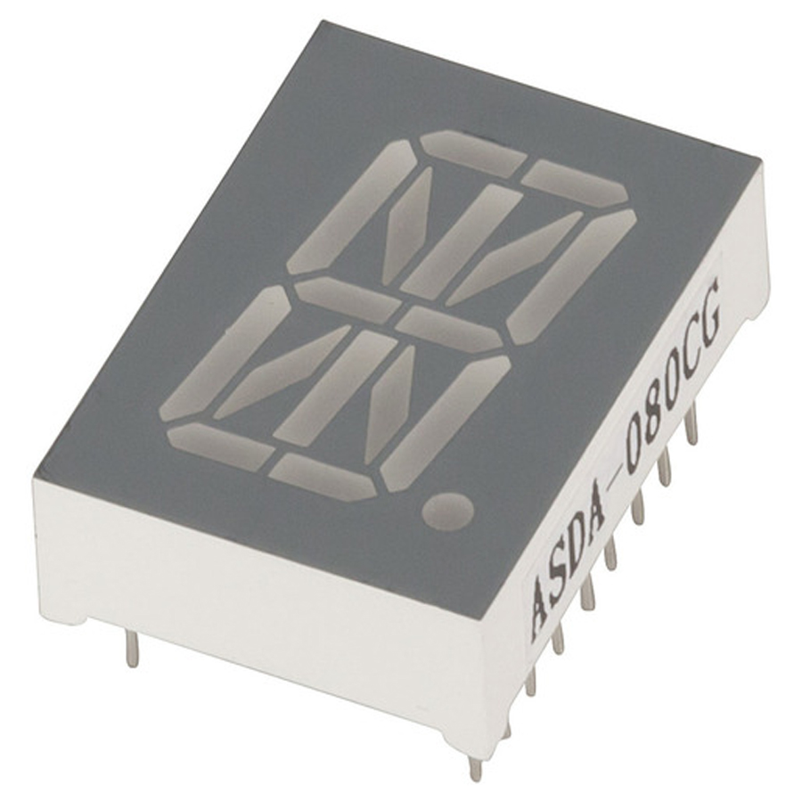 Green 16 Segment Common Cathode LED display 